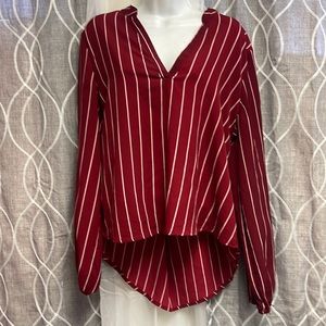 Shein striped  red hi-lo blouse